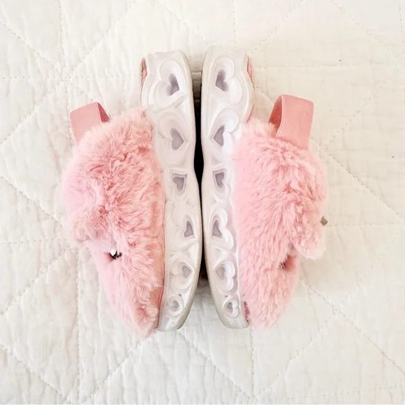 8 Toddlers Skechers Kids Pink Furry Unicorn Light Up Shoes - Picture 3 of 9